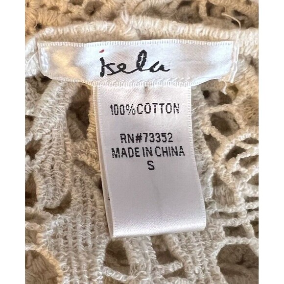 ISELA Crochet Tank Top Womens Size Small Eyelet Cotton Ivory Boho Festival Y2K - Picture 7 of 9